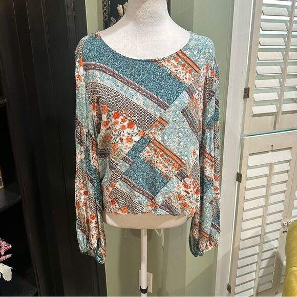 Anthropologies Jaase Blue Floral Long Sleeve Blouse Size Medium - Picture 1 of 11